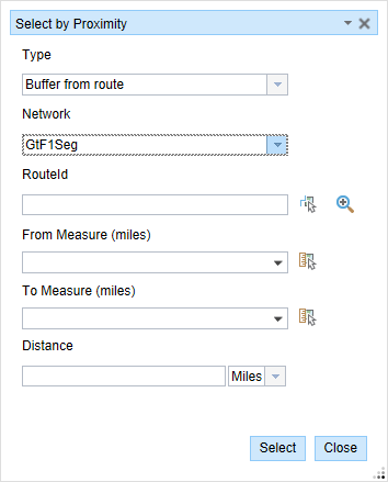 Select by Proximity: Buffer from route