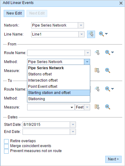 Choosing the starting station and offset method Choosing the starting station and offset method
